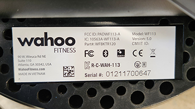 Where is the serial number on my Wahoo product Wahoo Fitness