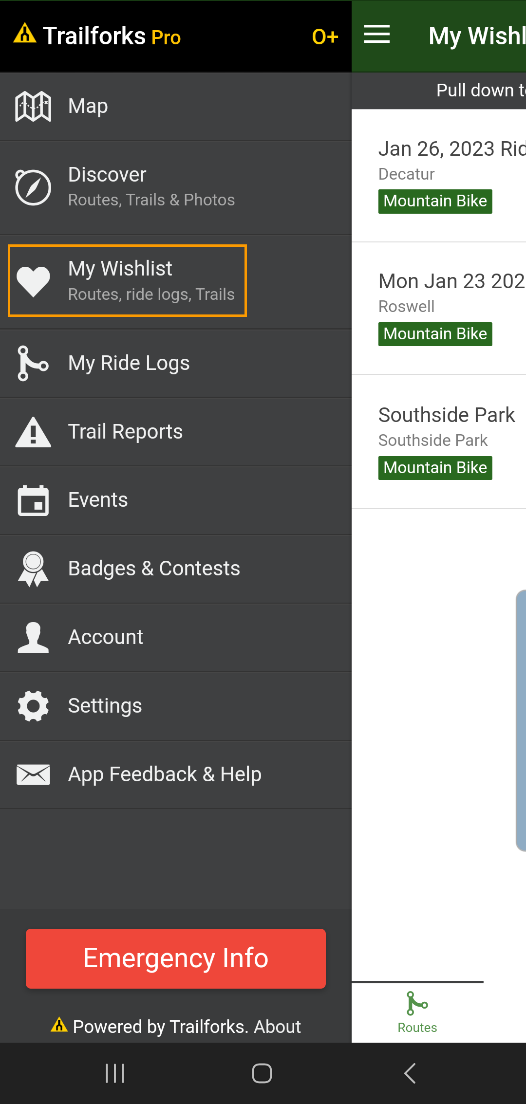 Trailforks Route Integration Feature Wahoo Fitness Support